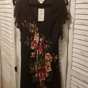 NWT, Flowered Rayon Dress